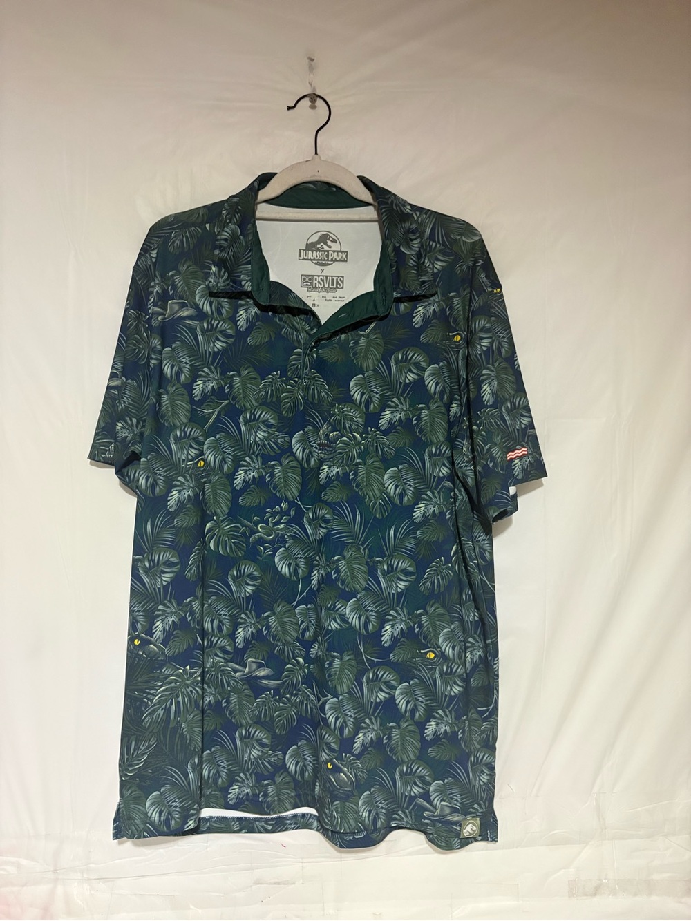RSVLTS /Jurassic Park Navy & Dark Green Leaf-Print Polo